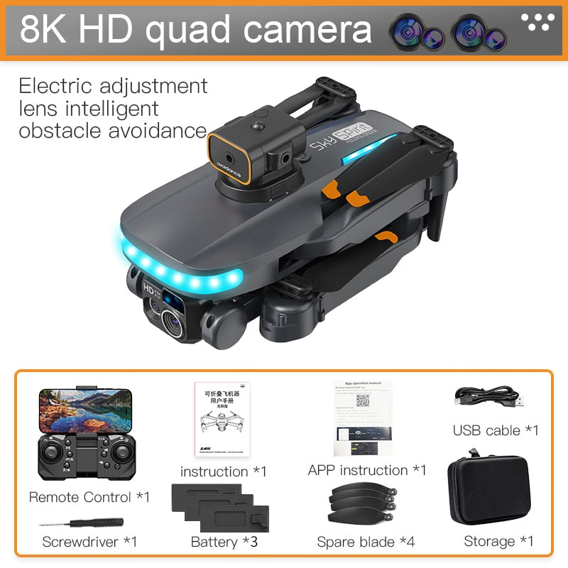 Drone Intelligent Obstacle Avoidance Foldable Dual Camera Brushless Mini Aircraft
