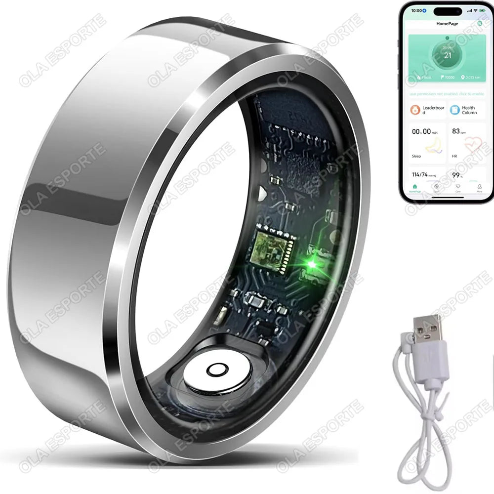 Smart Ring Blood Pressure Heart Rate Sleep Monitoring Smartring IP68 &amp; 5ATM Waterproof Multi-sport Mode Smartring Man Women