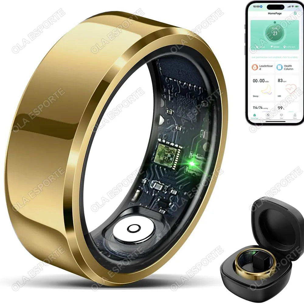 Smart Ring Blood Pressure Heart Rate Sleep Monitoring Smartring IP68 &amp; 5ATM Waterproof Multi-sport Mode Smartring Man Women